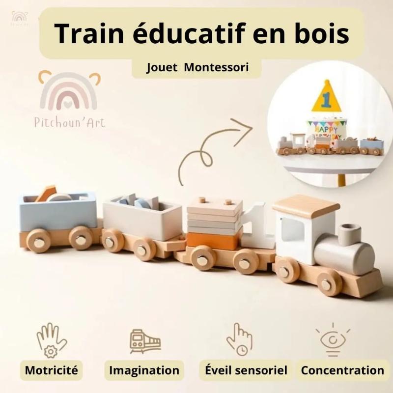 Train en bois Montessori Pitchounart
