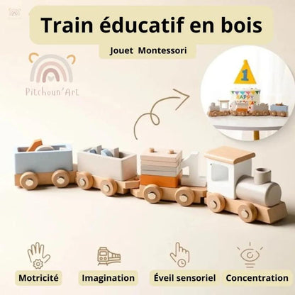 Train en bois Montessori Pitchounart