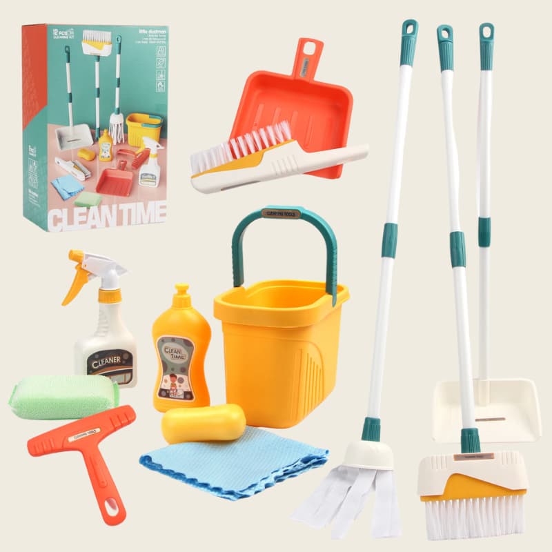 Kit de ménage en plastique robuste pour enfants dès 3 ans